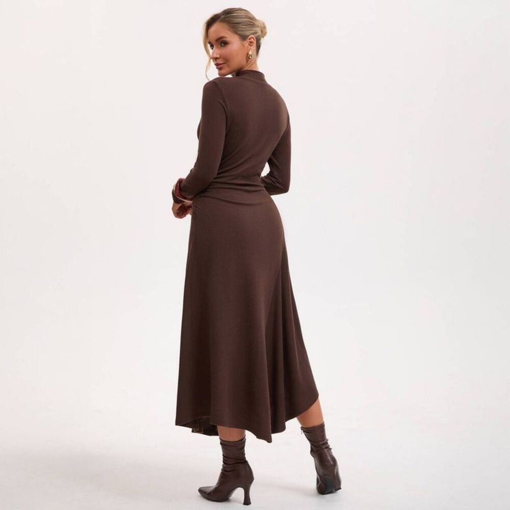 A New Day - Women's Asymmetrical A-Line Dress - A New Day Dark Brown - Picture 2 of 4